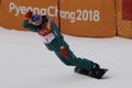 Bronze medalist Scotty James of Australia competes in the men`s snowboard halfpipe final at the 2018 Winter Olympics Royalty Free Stock Photo