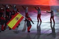 Lucas Eguibar carrying the flag of Spain leading the Spanish Olympic team at the PyeongChang 2018 Winter Olympic Games