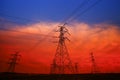Pylon, high-voltage tower sky background Royalty Free Stock Photo