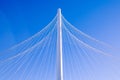 Pylon of cable-stayed bridge with cables forming a fan-like pattern Royalty Free Stock Photo