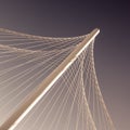 Pylon of cable-stayed bridge with cables forming a fan-like pattern Royalty Free Stock Photo