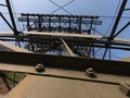 The pylon of the cableway that connects the towns of Albino and Selvino