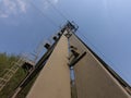 The pylon of the cableway that connects the towns of Albino and Selvino Royalty Free Stock Photo