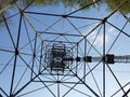 The pylon of the cableway that connects the towns of Albino and Selvino Royalty Free Stock Photo