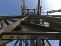 The pylon of the cableway that connects the towns of Albino and Selvino Royalty Free Stock Photo