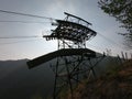 The pylon of the cableway that connects the towns of Albino and Selvino Royalty Free Stock Photo