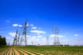 Pylon, high-voltage tower sky background Royalty Free Stock Photo