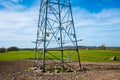 Pylon power transmission line support in countryside Royalty Free Stock Photo