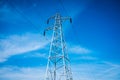 Pylon power transmission line support in countryside Royalty Free Stock Photo