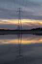 Pylon reflection on the Loughor estuary Royalty Free Stock Photo