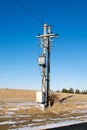 Pylon and transmission power line in winter Royalty Free Stock Photo