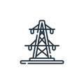 pylon vector icon isolated on white background. Outline, thin line pylon icon for website design and mobile, app development. Thin Royalty Free Stock Photo