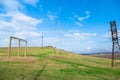 Pylons of power line in countryside Royalty Free Stock Photo