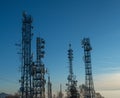 Pylons with telecommunication repeates Royalty Free Stock Photo