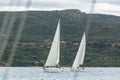 PYLOS, GREECE - Sailboats participate in sailing regatta Royalty Free Stock Photo