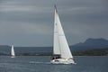 PYLOS, GREECE - Sailboats participate in sailing regatta among Greek island group Royalty Free Stock Photo