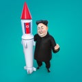 Pyongyang, APRIL 11, 2017: North Korea threatens to use nuclear weapons. Character portrait of Kim Jong Un