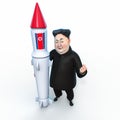 Pyongyang, APRIL 11, 2017: North Korea threatens to use nuclear weapons. Character portrait of Kim Jong Un