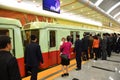 Pyongyang, North Korea. People at Metro station Royalty Free Stock Photo