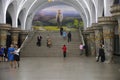 Pyongyang, North Korea. People at Metro station Royalty Free Stock Photo