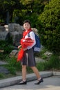 Pyongyang, North Korea. Pioneer girl Royalty Free Stock Photo