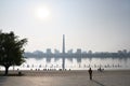 Pyongyang, North Korea. Waterfront on Kim Il Sung square  and river Taedong Royalty Free Stock Photo