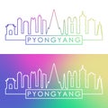Pyongyang skyline. Colorful linear style.