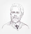 Pyotr Ilyich Tchaikovsky vector sketch portrait illustration Royalty Free Stock Photo