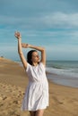 PYoung women enjoy the beach