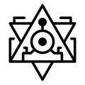 Pyramid alchemy icon, outline style
