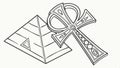 Pyramid and Ankh symbol, ancient Egypt and history design vector design Generative AI