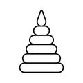 Pyramid. Baby icon on a white background, line design.