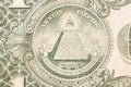 the pyramid back of one dollar bill, All seeing eye Royalty Free Stock Photo