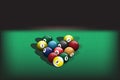 Pyramid billiard balls Royalty Free Stock Photo