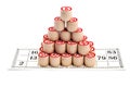 Pyramid of bingo kegs Royalty Free Stock Photo