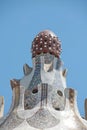 pyramid of a bizarre shape, a lotus, in the blue sky