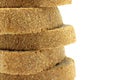 Pyramid of bread pieces close-up