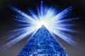 Pyramid and the bright flash of a star in space Royalty Free Stock Photo