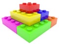 The pyramid is built of colored toy bricks Royalty Free Stock Photo