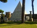 The pyramid of Caio Cestio to Rome in Italy.