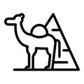 Pyramid camel icon outline vector. Cairo desert