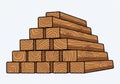 A pyramid of cartoon-style wooden logs, arranged in a stacked Royalty Free Stock Photo