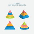 Pyramid Chart Infographics Elements 3D Set Vector Flat Design, Sign, Icon Full Color Royalty Free Stock Photo