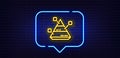 Pyramid chart line icon. Analytics graph sign. Neon light speech bubble. Vector