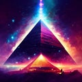 The Pyramid of Cheops in the night sky. 3d rendering Generative AI Royalty Free Stock Photo