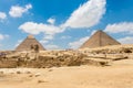 The pyramid of Chephren and the Great Sphinx of Giza in spring Royalty Free Stock Photo