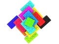 Pyramid of colorful toy bricks top view Royalty Free Stock Photo