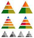 Pyramid, cone, triangle charts, graphs. 3-2-5-4 level, multileve