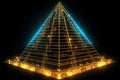 Pyramid consisting of glowing stripes, abstract, backgrounds