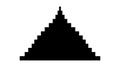 Pyramid consisting of horizontal rectangles. Black silhouette. Simplistic pixel pyramid. Triangle. Simple geometric